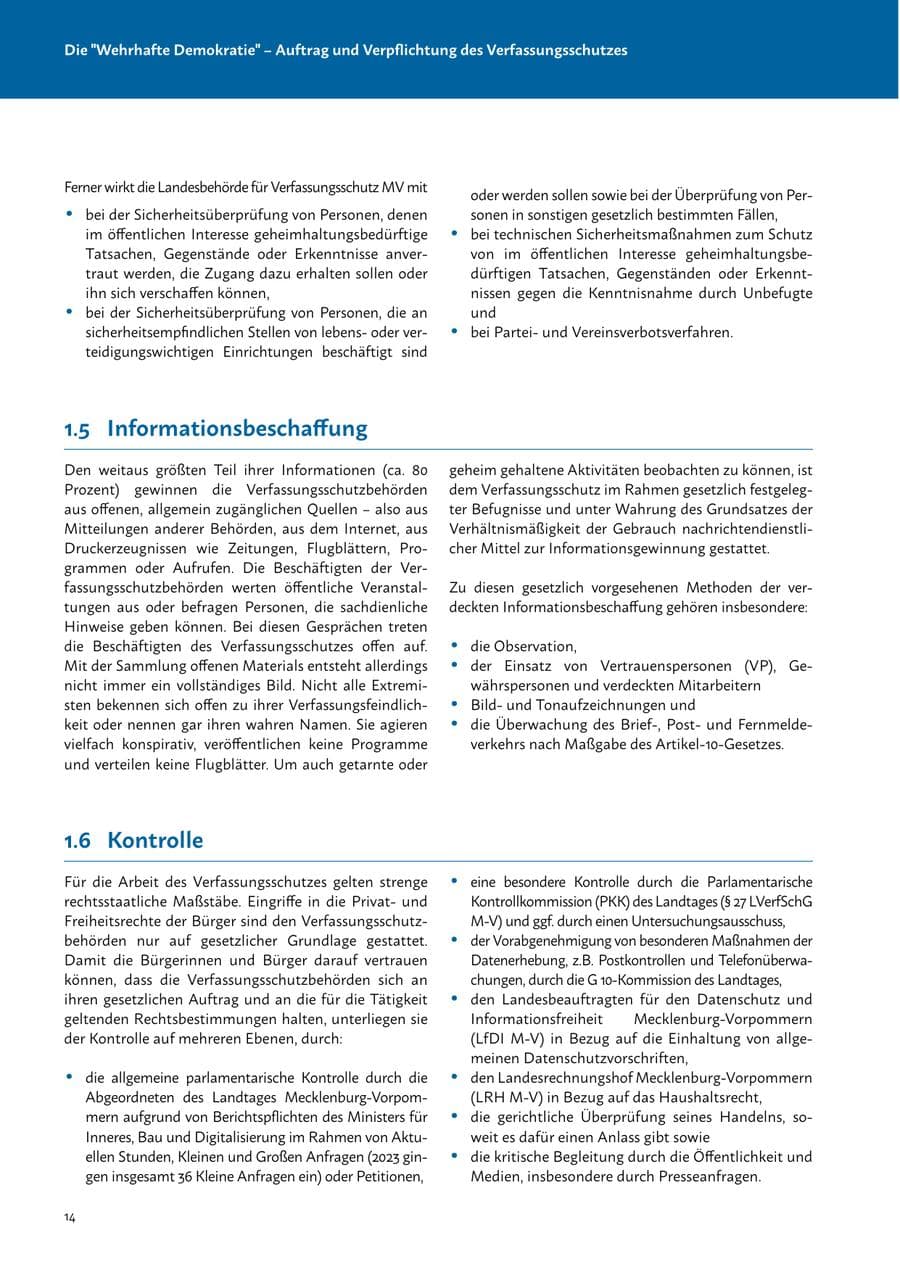 Seite 16 des Verfassungsschutzbericht 2023 Mecklenburg-Vorpommern