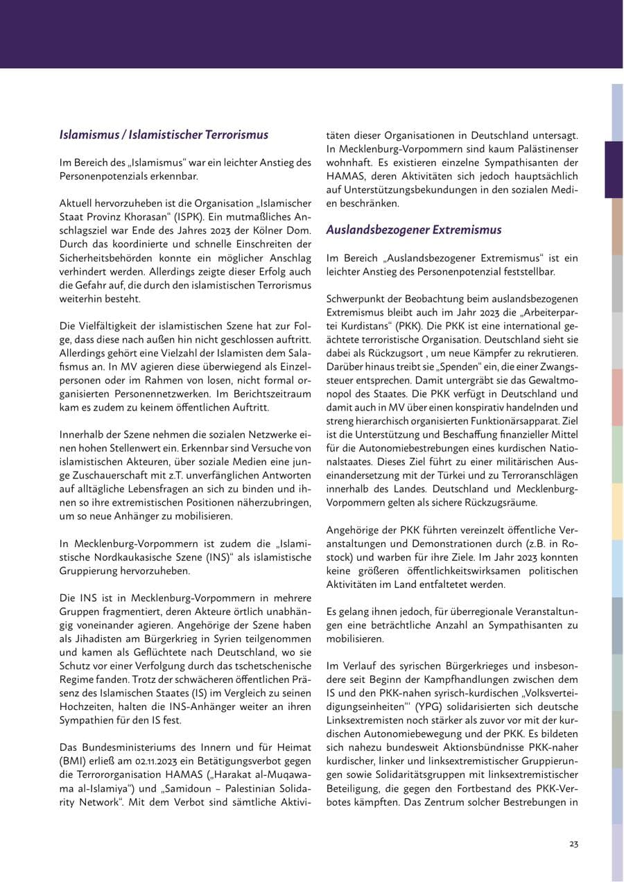 Seite 25 des Verfassungsschutzbericht 2023 Mecklenburg-Vorpommern
