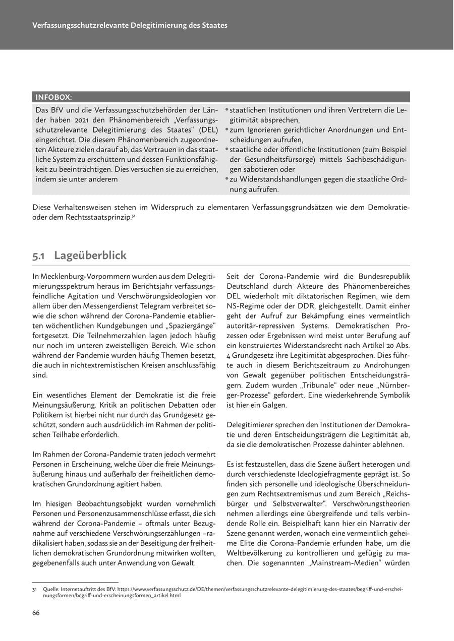 Seite 68 des Verfassungsschutzbericht 2023 Mecklenburg-Vorpommern