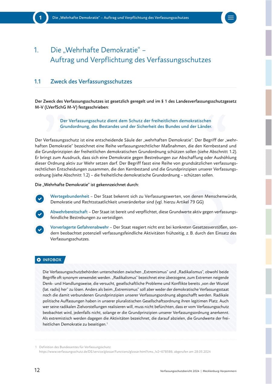 Seite 12 des Verfassungsschutzbericht 2024 Mecklenburg-Vorpommern