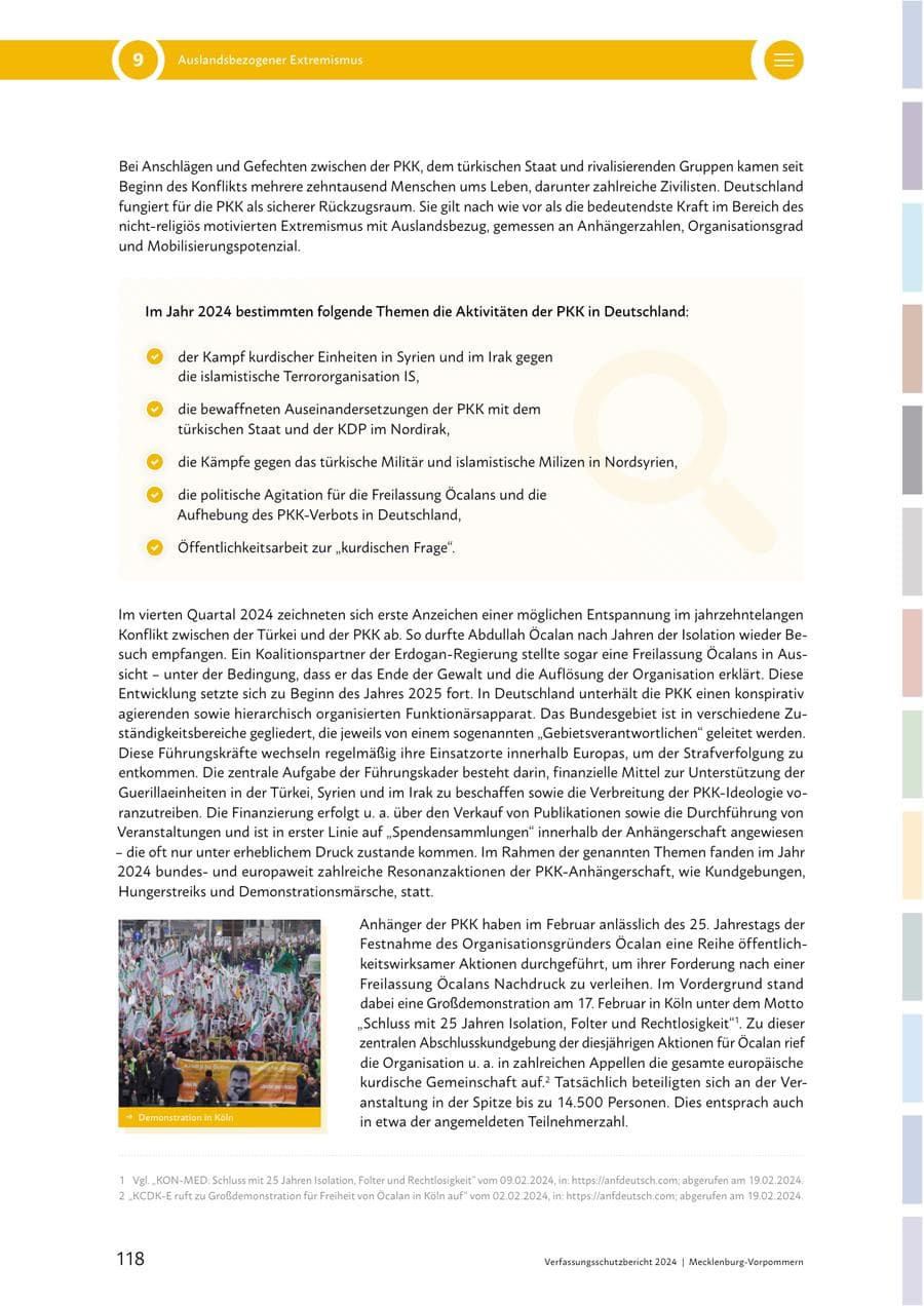 Seite 118 des Verfassungsschutzbericht 2024 Mecklenburg-Vorpommern