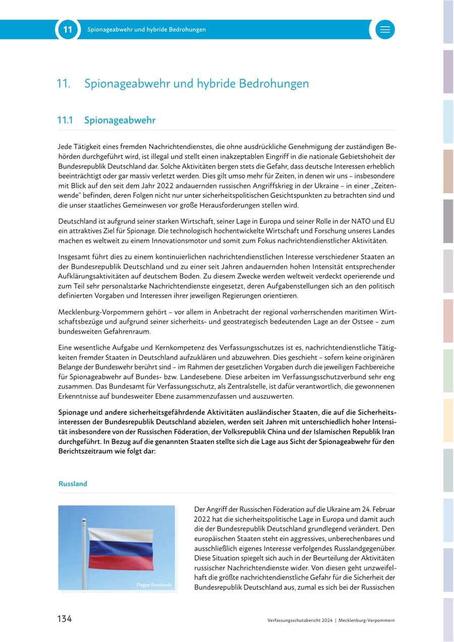Seite 134 des Verfassungsschutzbericht 2024 Mecklenburg-Vorpommern