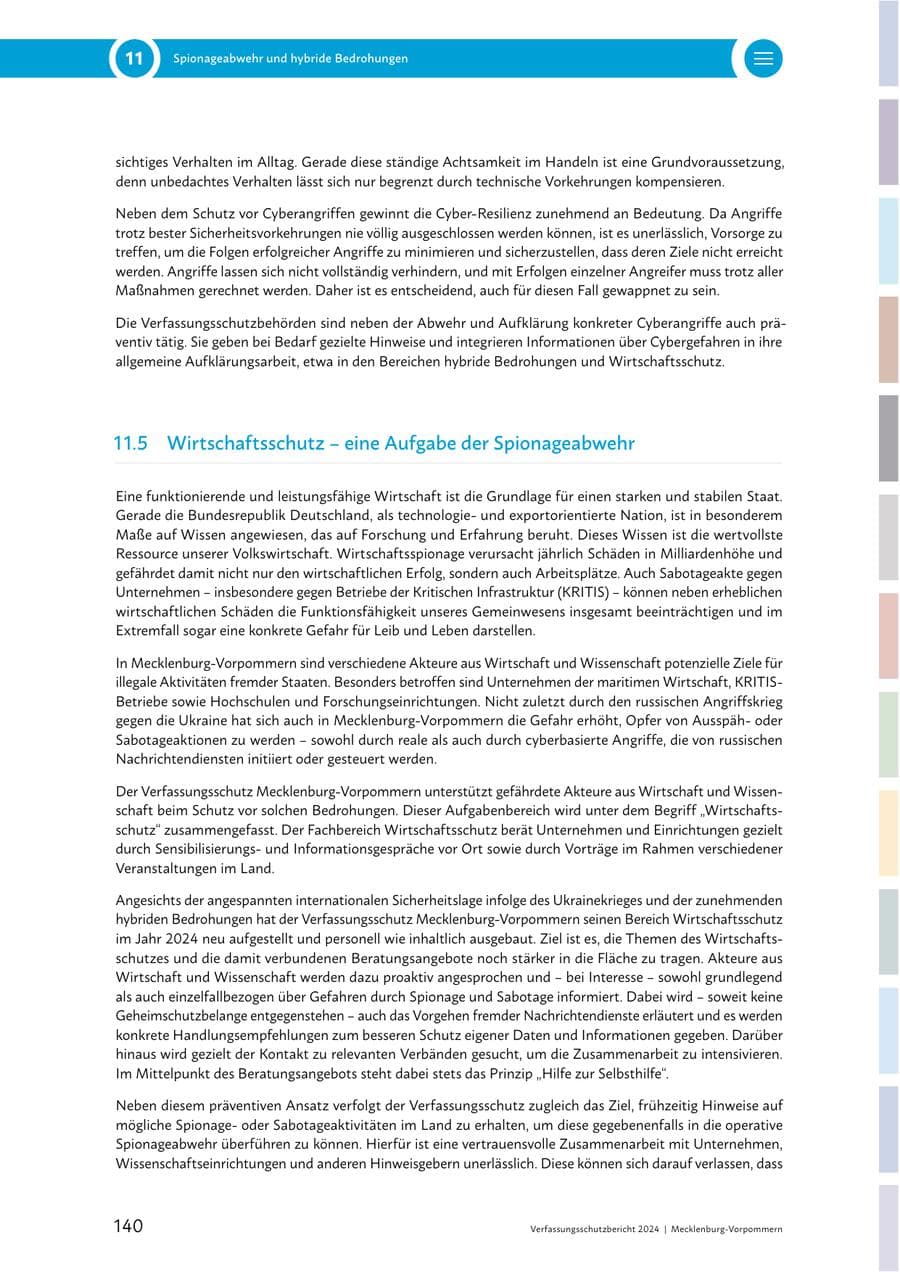 Seite 140 des Verfassungsschutzbericht 2024 Mecklenburg-Vorpommern