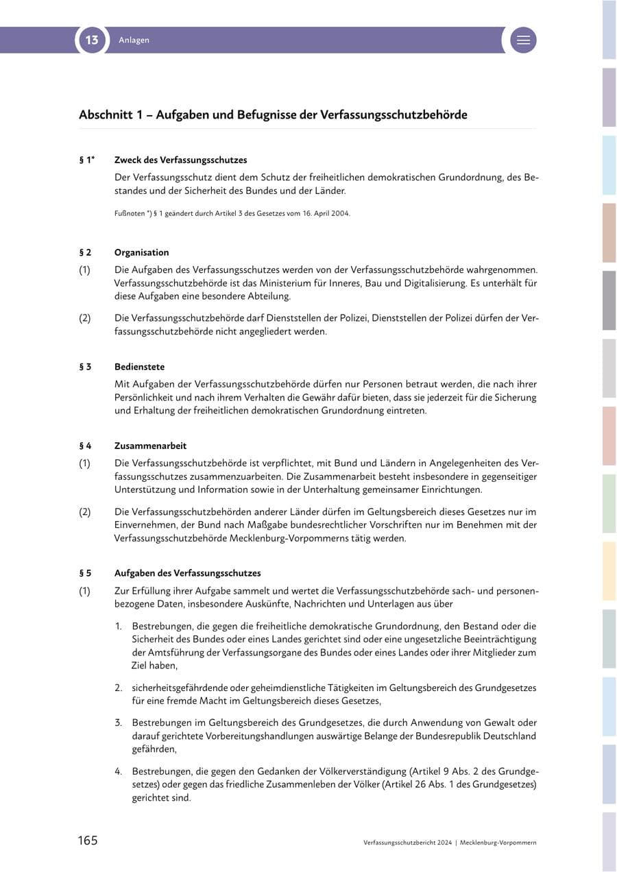 Seite 165 des Verfassungsschutzbericht 2024 Mecklenburg-Vorpommern