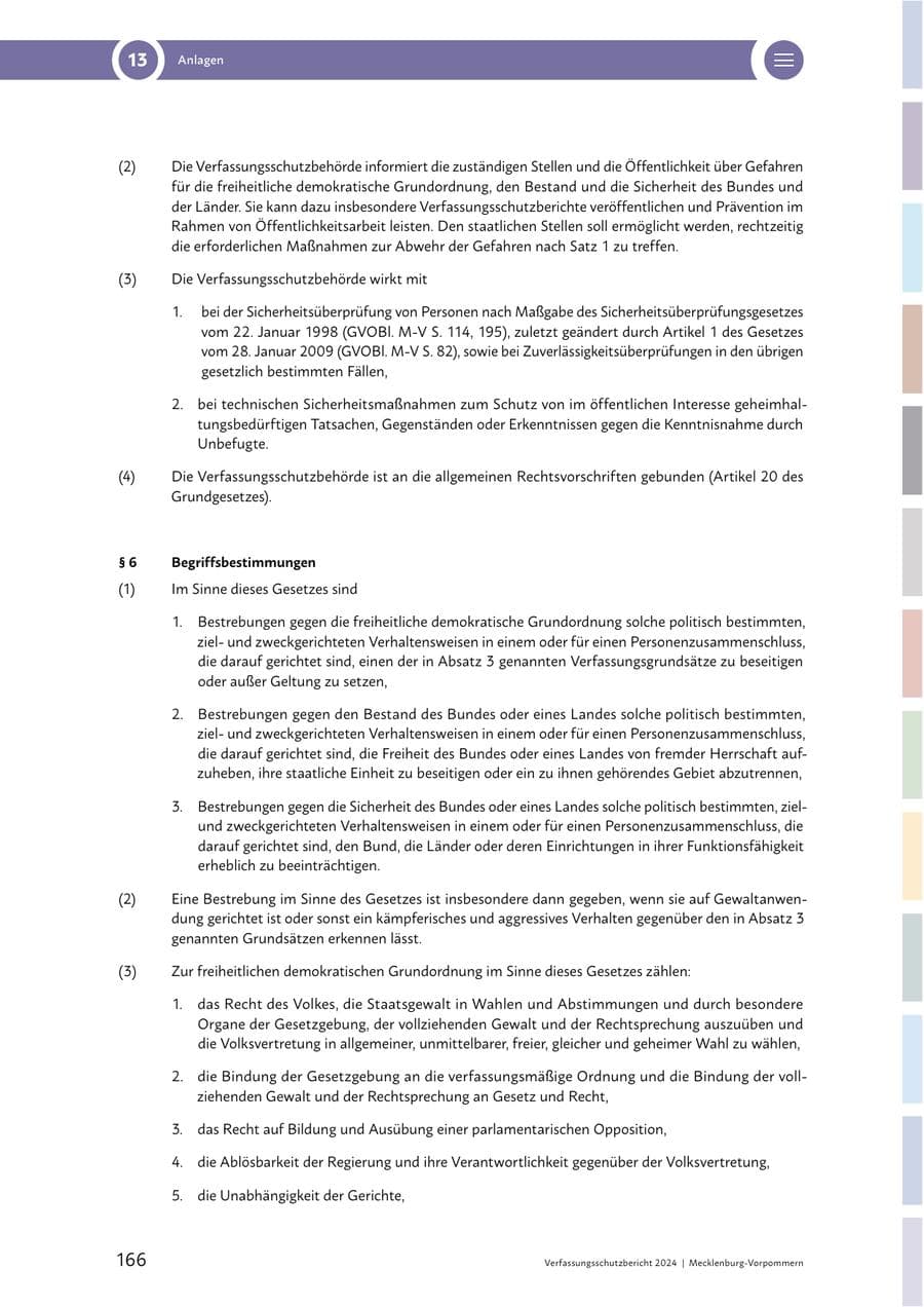 Seite 166 des Verfassungsschutzbericht 2024 Mecklenburg-Vorpommern