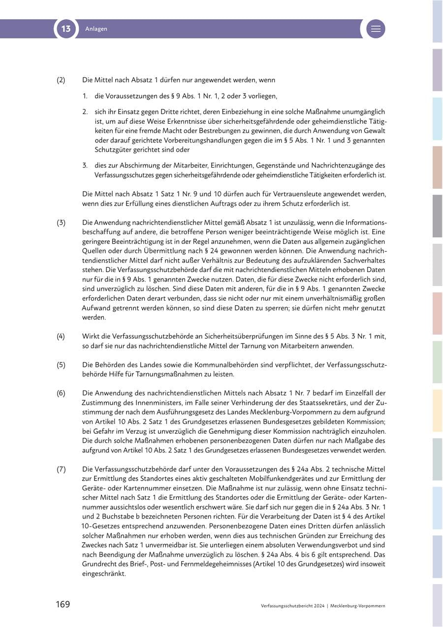 Seite 169 des Verfassungsschutzbericht 2024 Mecklenburg-Vorpommern