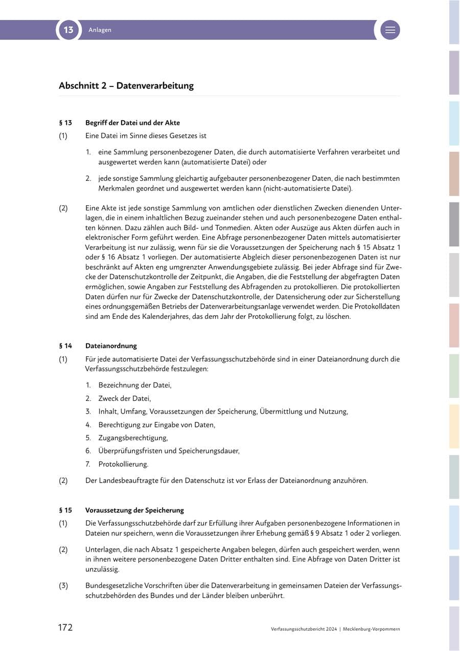 Seite 172 des Verfassungsschutzbericht 2024 Mecklenburg-Vorpommern