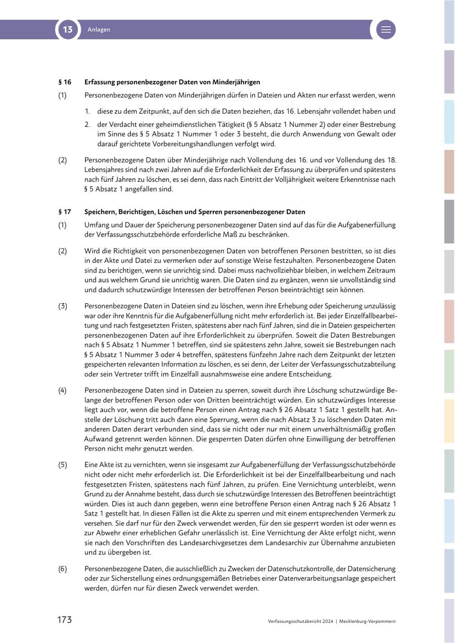 Seite 173 des Verfassungsschutzbericht 2024 Mecklenburg-Vorpommern