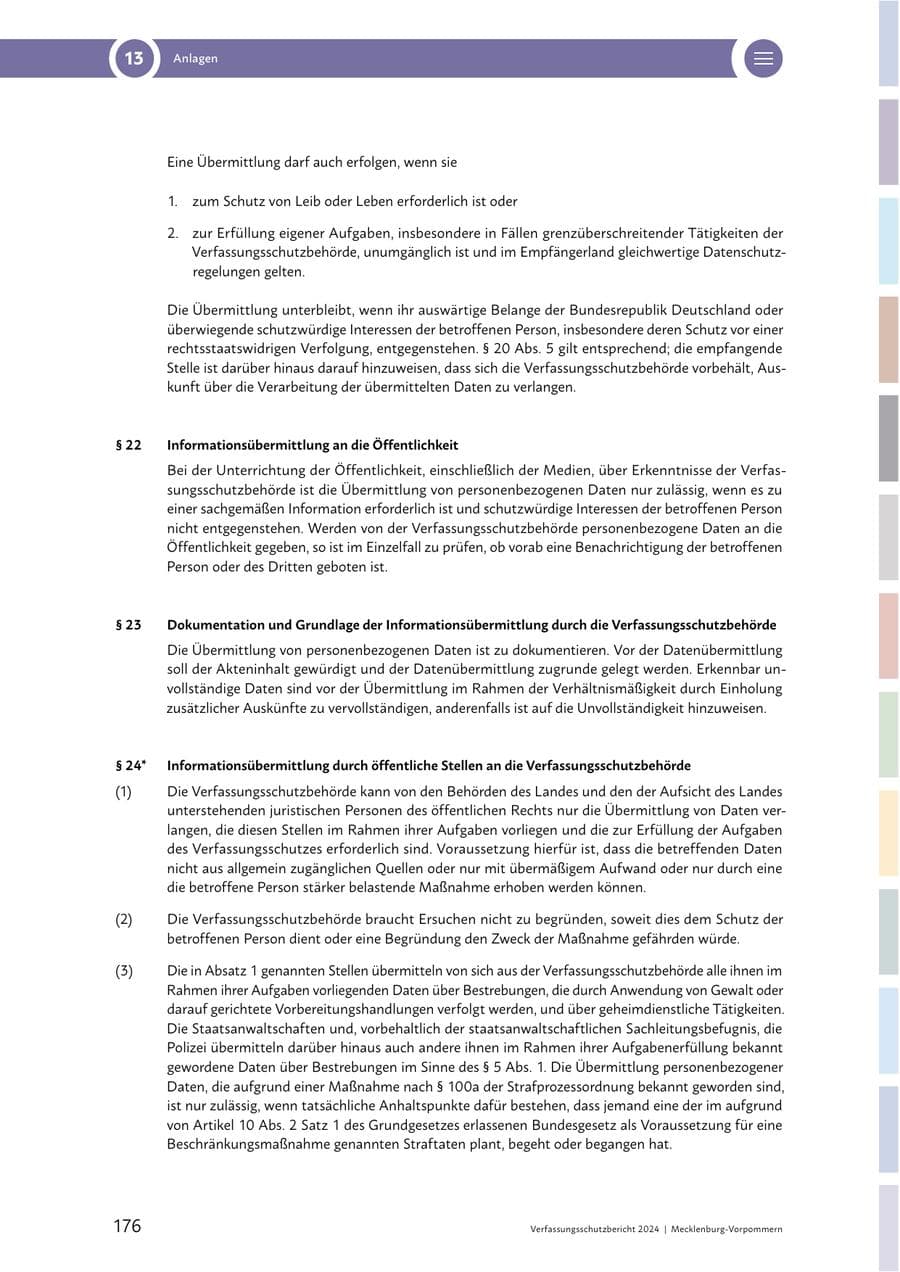 Seite 176 des Verfassungsschutzbericht 2024 Mecklenburg-Vorpommern