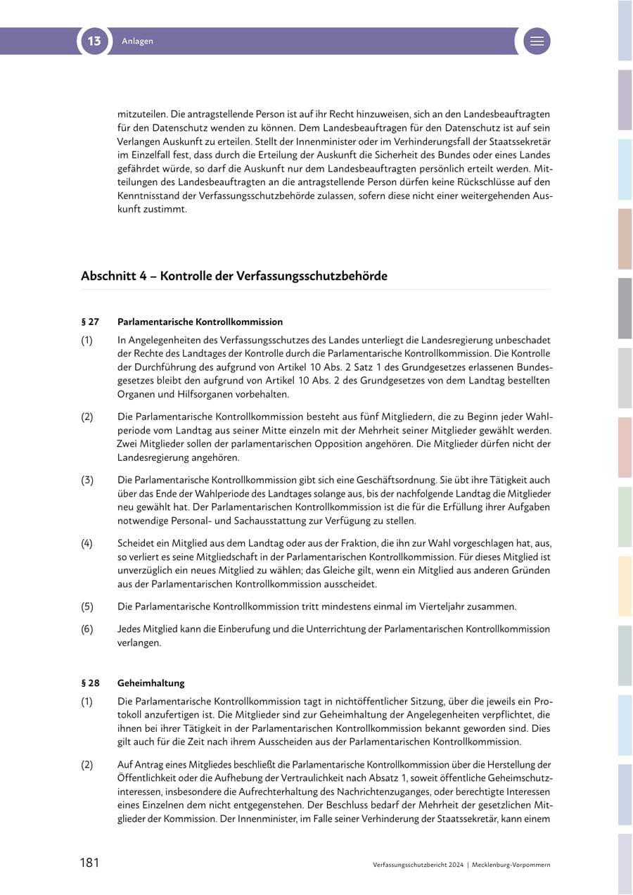 Seite 181 des Verfassungsschutzbericht 2024 Mecklenburg-Vorpommern