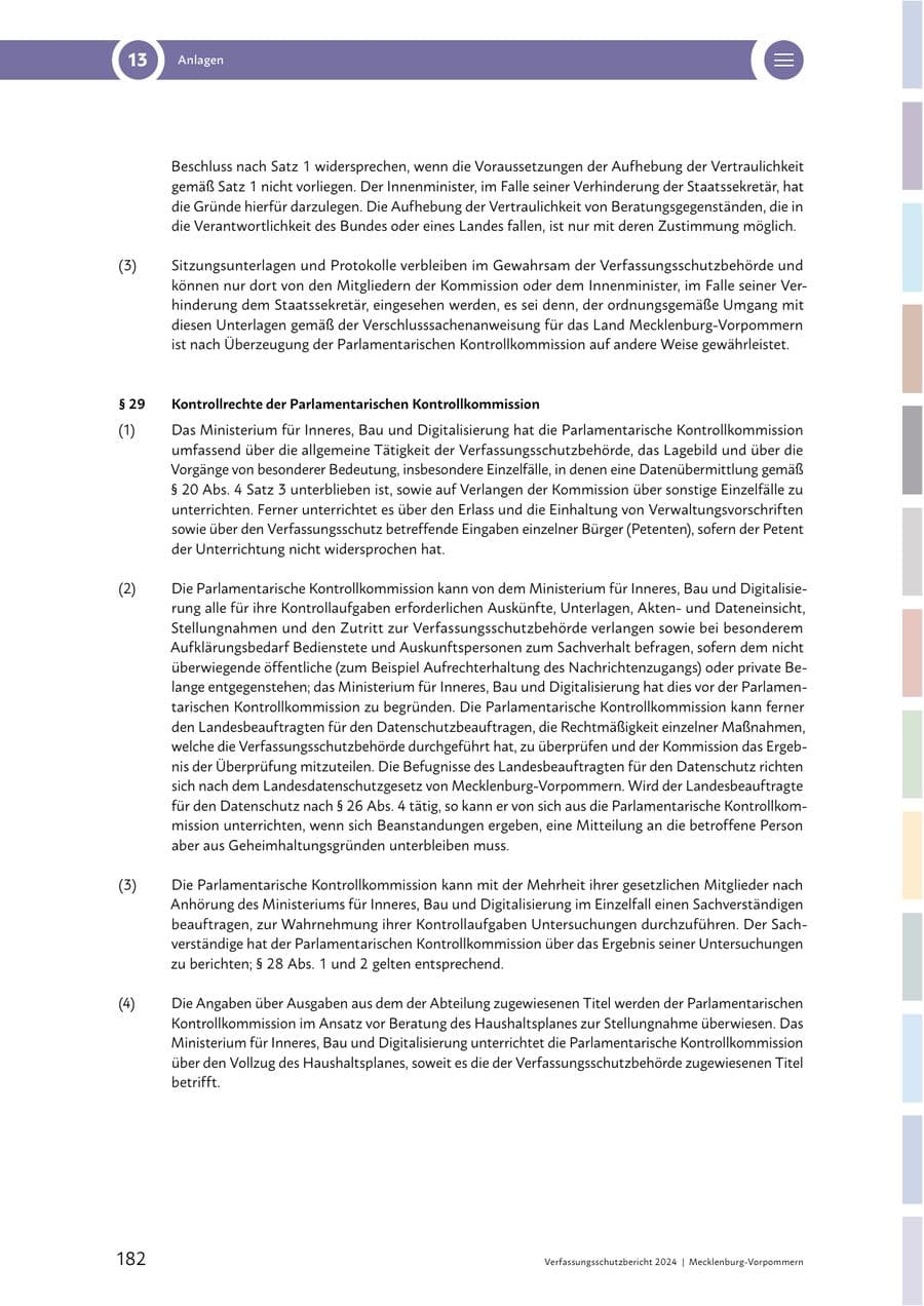 Seite 182 des Verfassungsschutzbericht 2024 Mecklenburg-Vorpommern