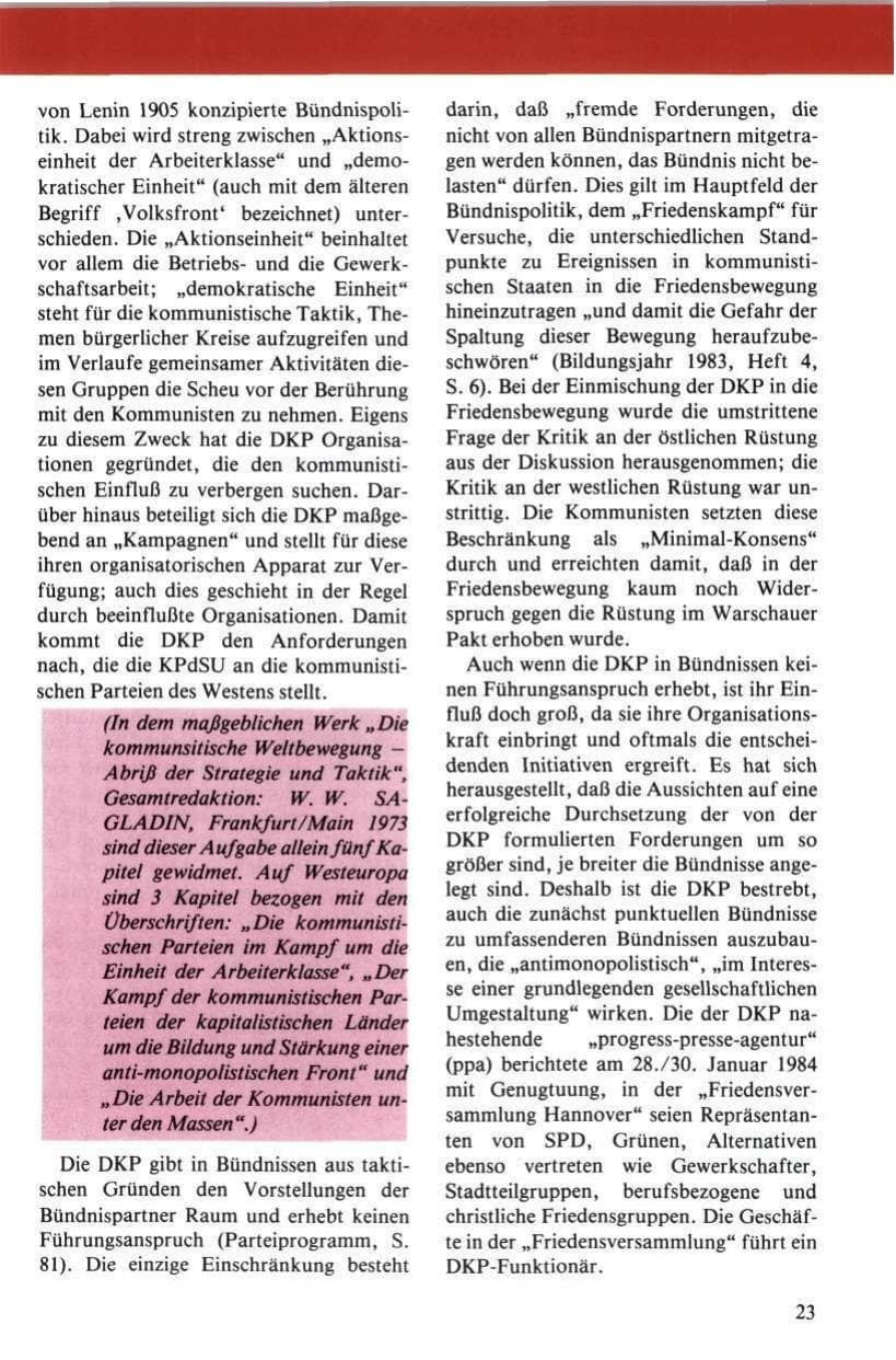 Seite 24 des Verfassungsschutzbericht 1984 Niedersachsen