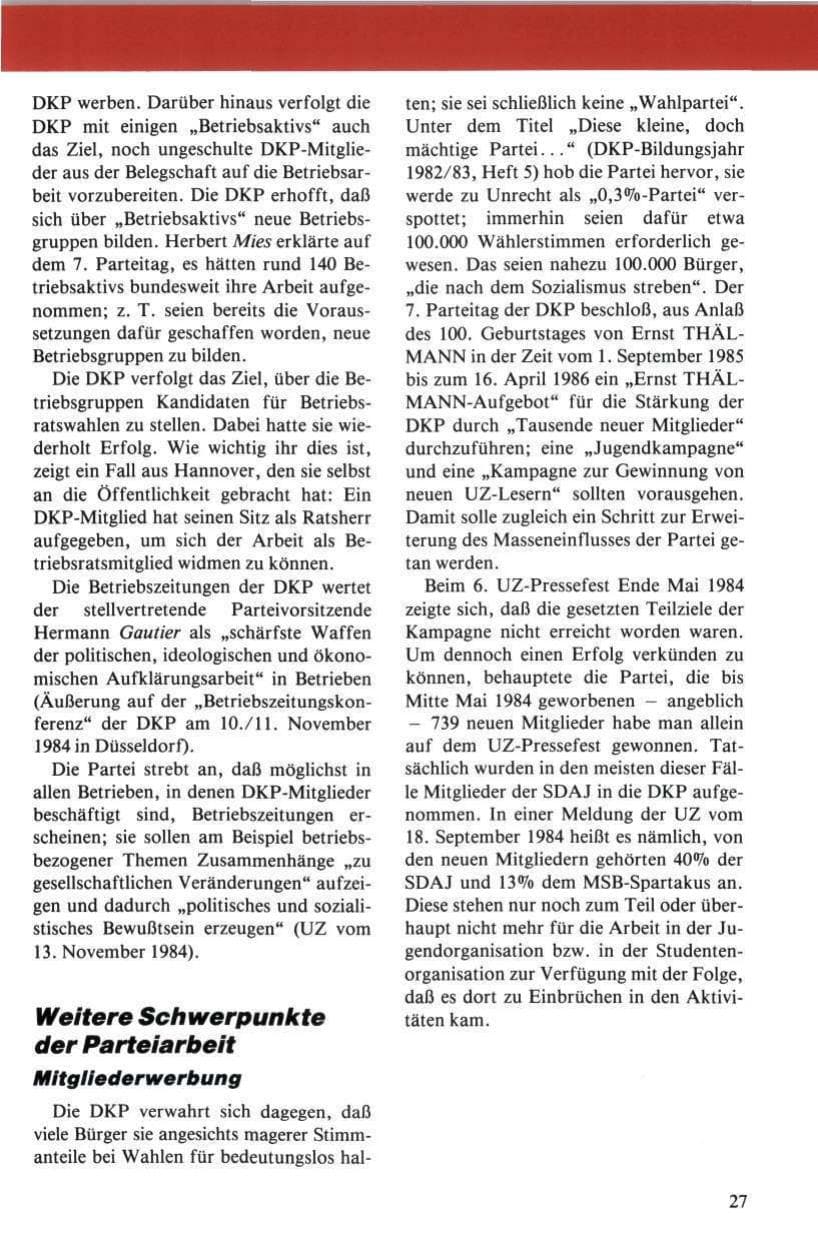 Seite 28 des Verfassungsschutzbericht 1984 Niedersachsen