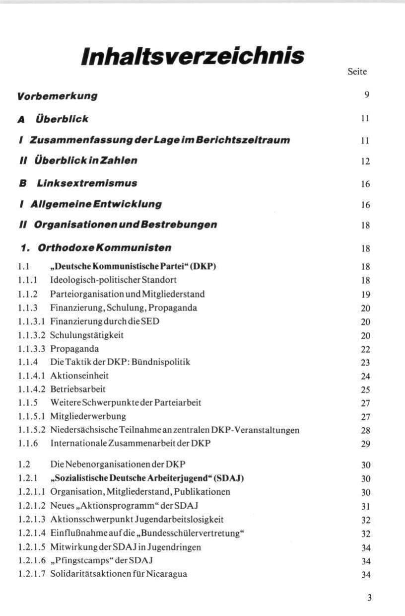 Seite 4 des Verfassungsschutzbericht 1984 Niedersachsen