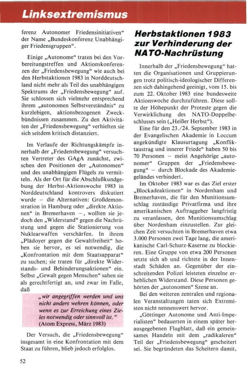 Seite 53 des Verfassungsschutzbericht 1984 Niedersachsen