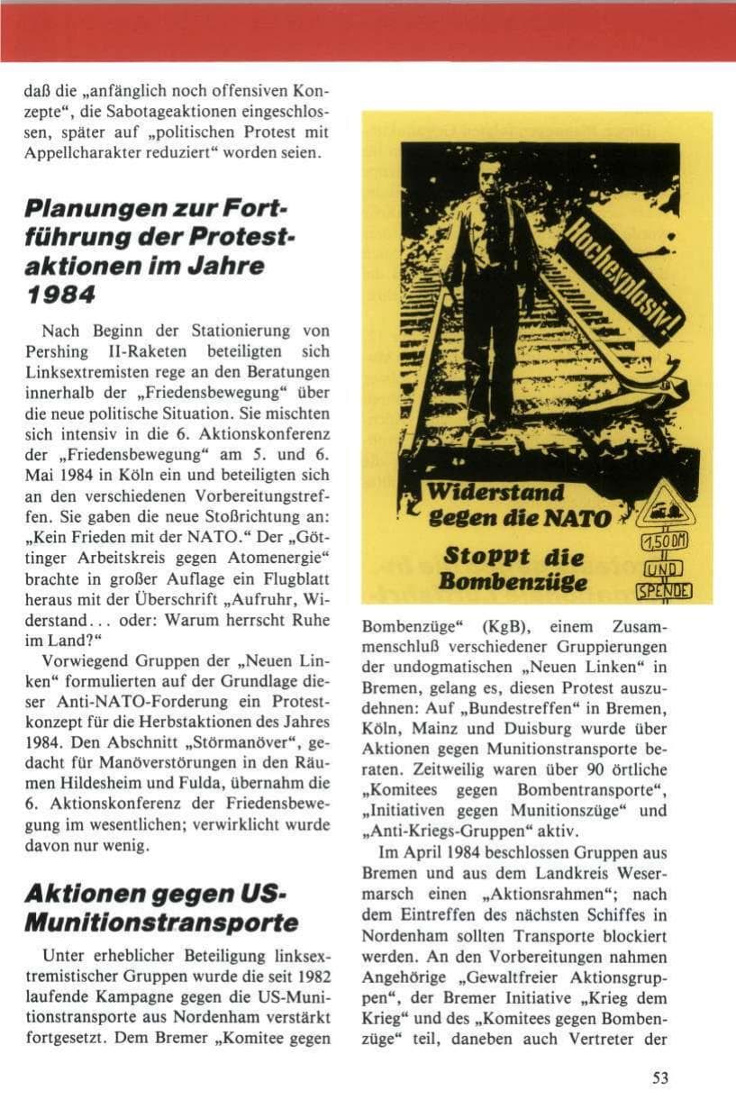 Seite 54 des Verfassungsschutzbericht 1984 Niedersachsen