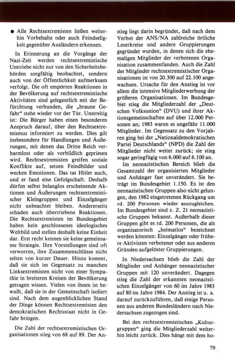 Seite 80 des Verfassungsschutzbericht 1984 Niedersachsen