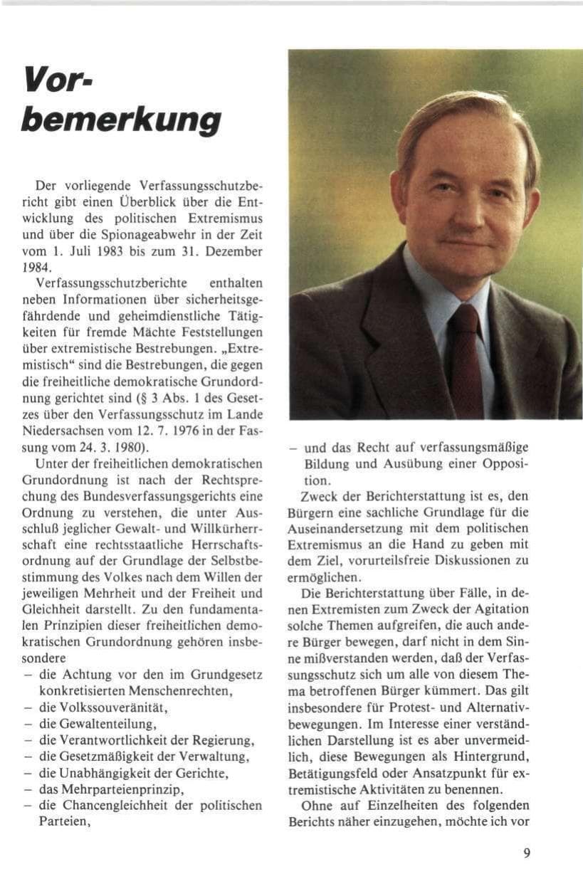 Seite 10 des Verfassungsschutzbericht 1984 Niedersachsen