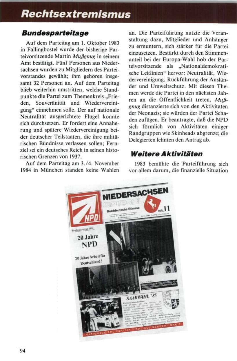 Seite 95 des Verfassungsschutzbericht 1984 Niedersachsen