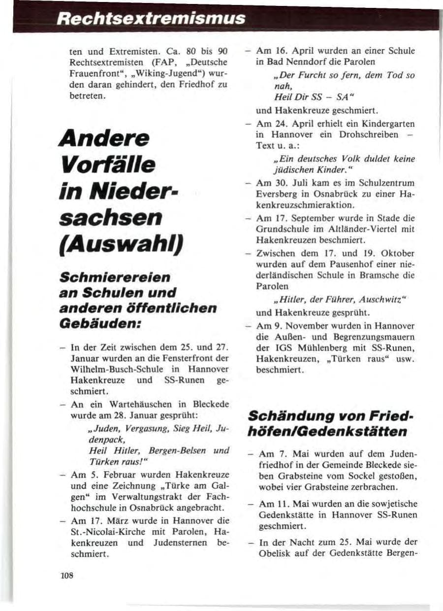 Seite 112 des Verfassungsschutzbericht 1985 Niedersachsen