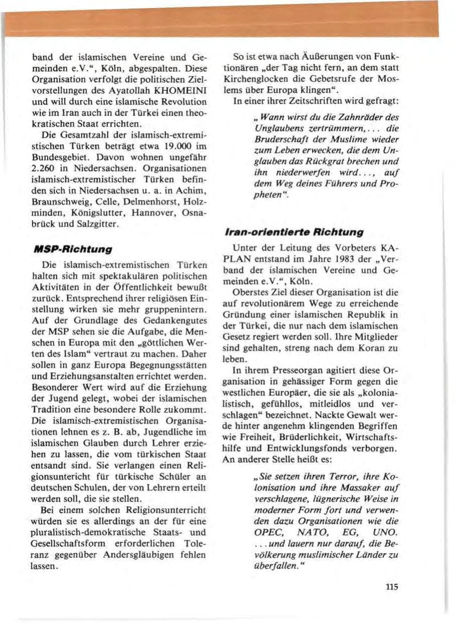 Seite 119 des Verfassungsschutzbericht 1985 Niedersachsen