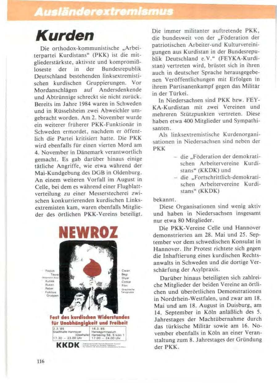 Seite 120 des Verfassungsschutzbericht 1985 Niedersachsen