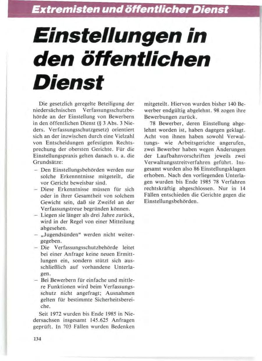 Seite 138 des Verfassungsschutzbericht 1985 Niedersachsen