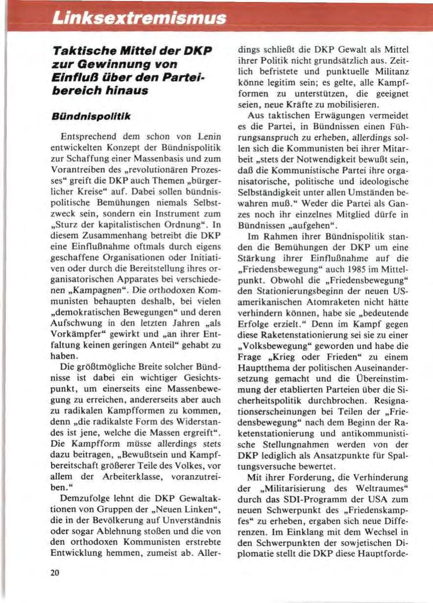 Seite 24 des Verfassungsschutzbericht 1985 Niedersachsen