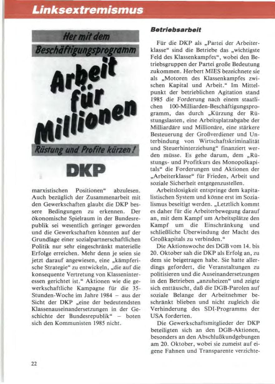 Seite 26 des Verfassungsschutzbericht 1985 Niedersachsen