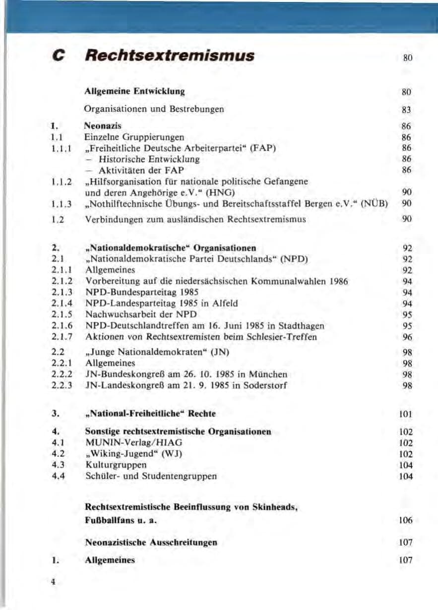 Seite 8 des Verfassungsschutzbericht 1985 Niedersachsen