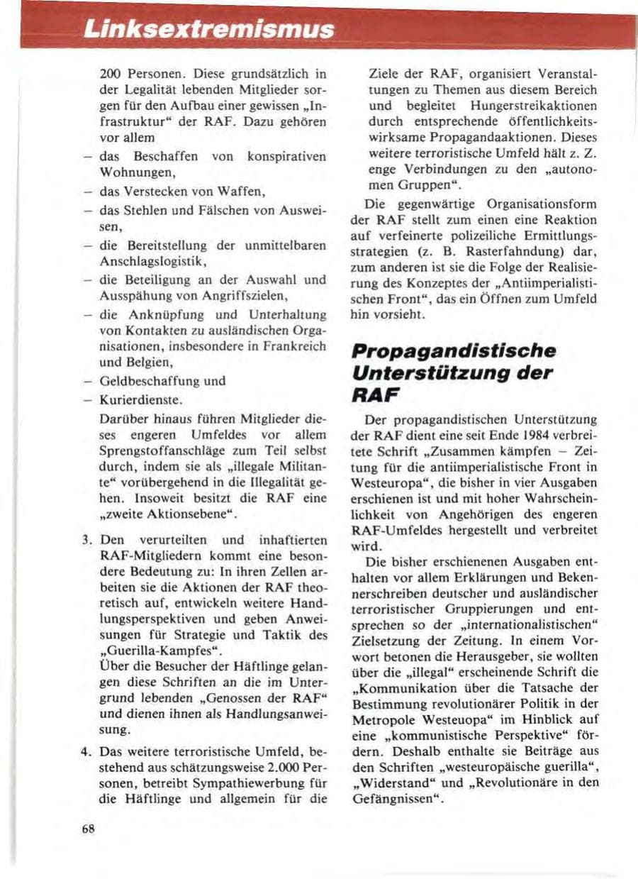 Seite 72 des Verfassungsschutzbericht 1985 Niedersachsen