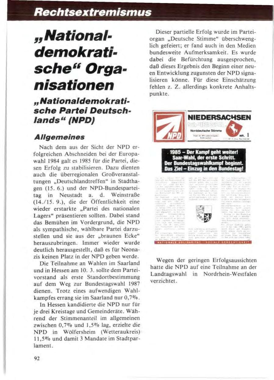 Seite 96 des Verfassungsschutzbericht 1985 Niedersachsen