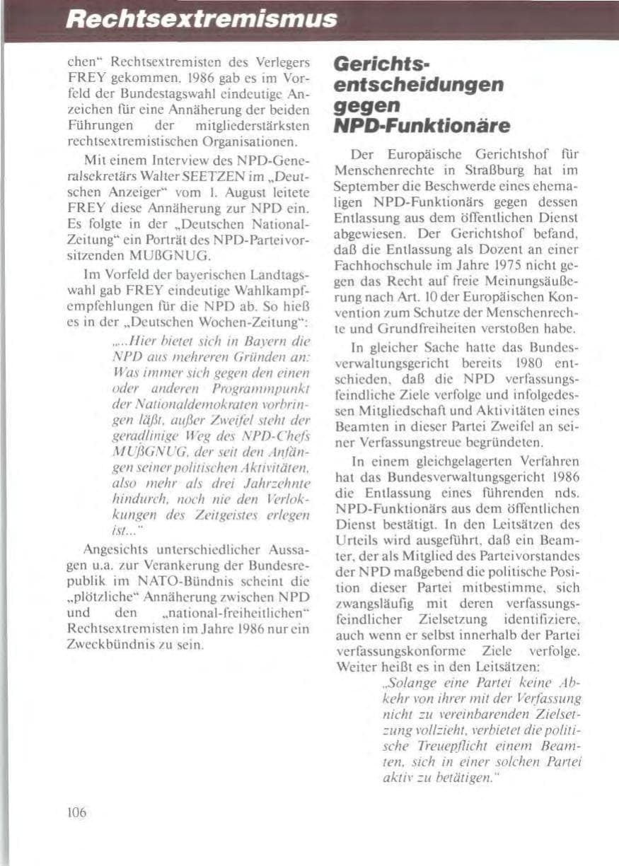 Seite 110 des Verfassungsschutzbericht 1986 Niedersachsen