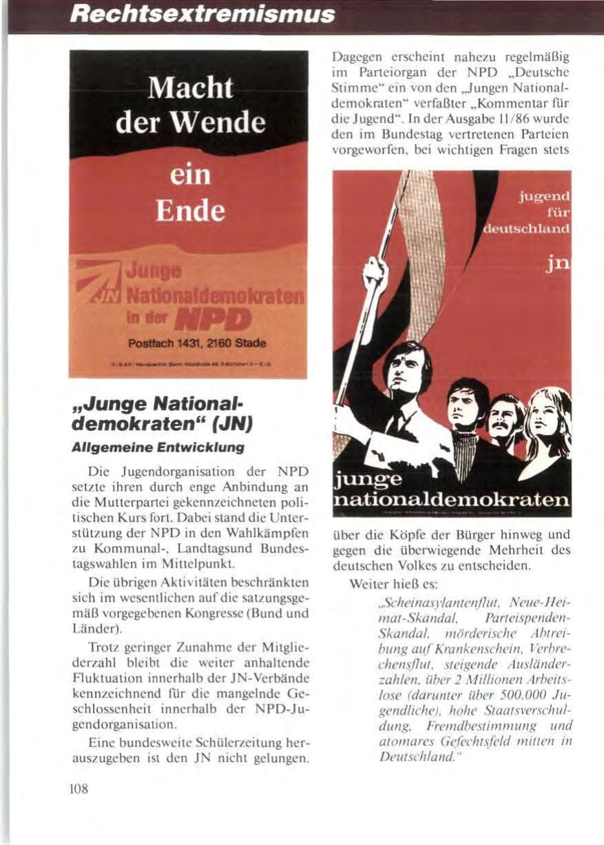 Seite 112 des Verfassungsschutzbericht 1986 Niedersachsen