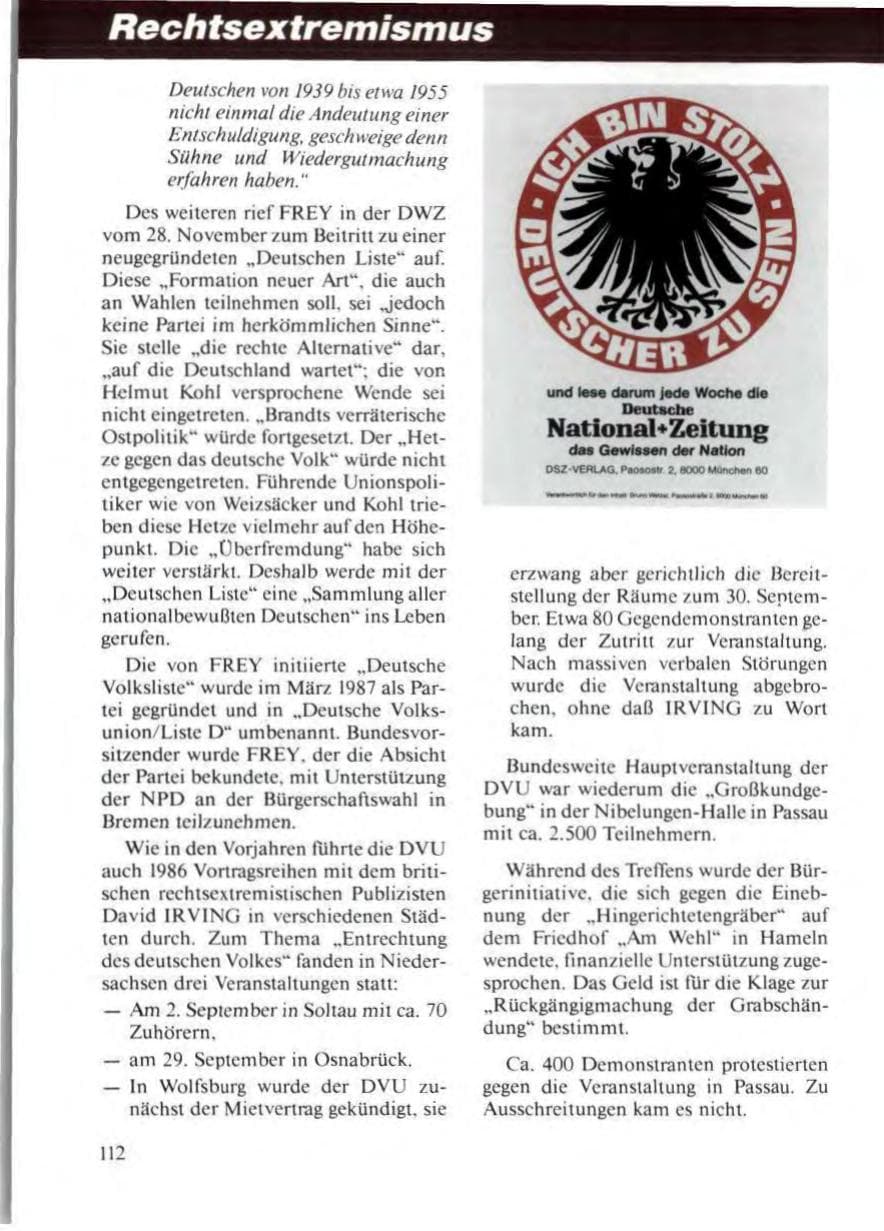 Seite 116 des Verfassungsschutzbericht 1986 Niedersachsen