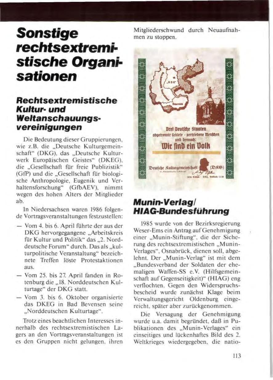 Seite 117 des Verfassungsschutzbericht 1986 Niedersachsen