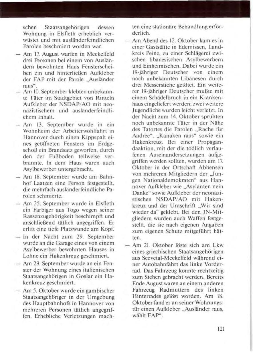 Seite 125 des Verfassungsschutzbericht 1986 Niedersachsen