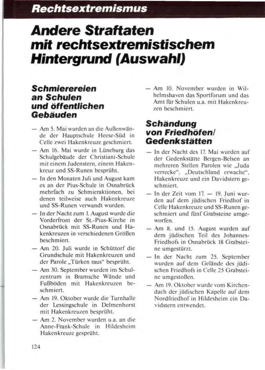 Seite 128 des Verfassungsschutzbericht 1986 Niedersachsen