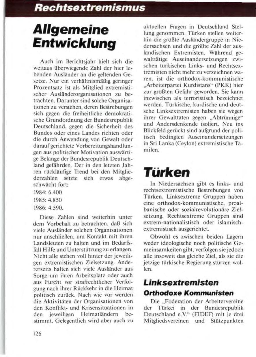 Seite 130 des Verfassungsschutzbericht 1986 Niedersachsen