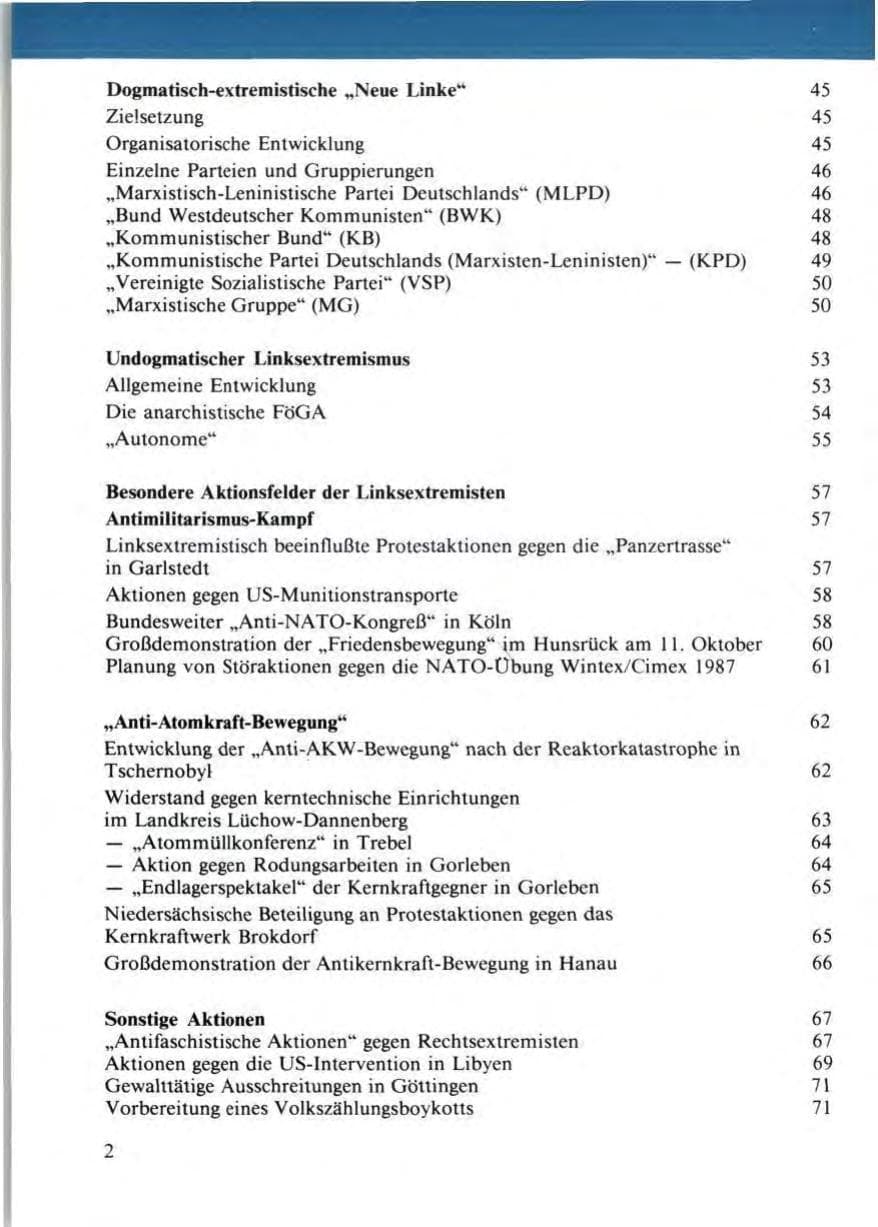 Seite 6 des Verfassungsschutzbericht 1986 Niedersachsen