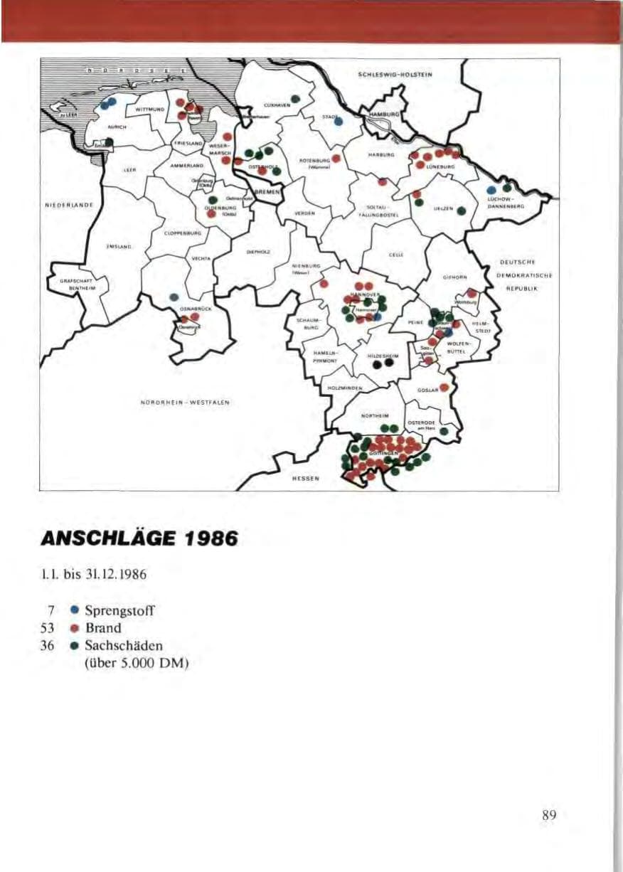 Seite 93 des Verfassungsschutzbericht 1986 Niedersachsen