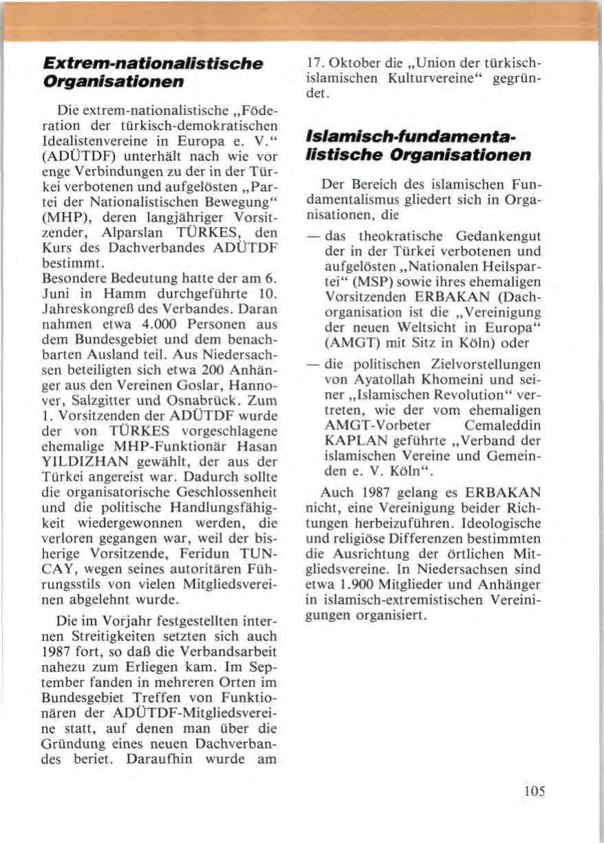 Seite 107 des Verfassungsschutzbericht 1987 Niedersachsen