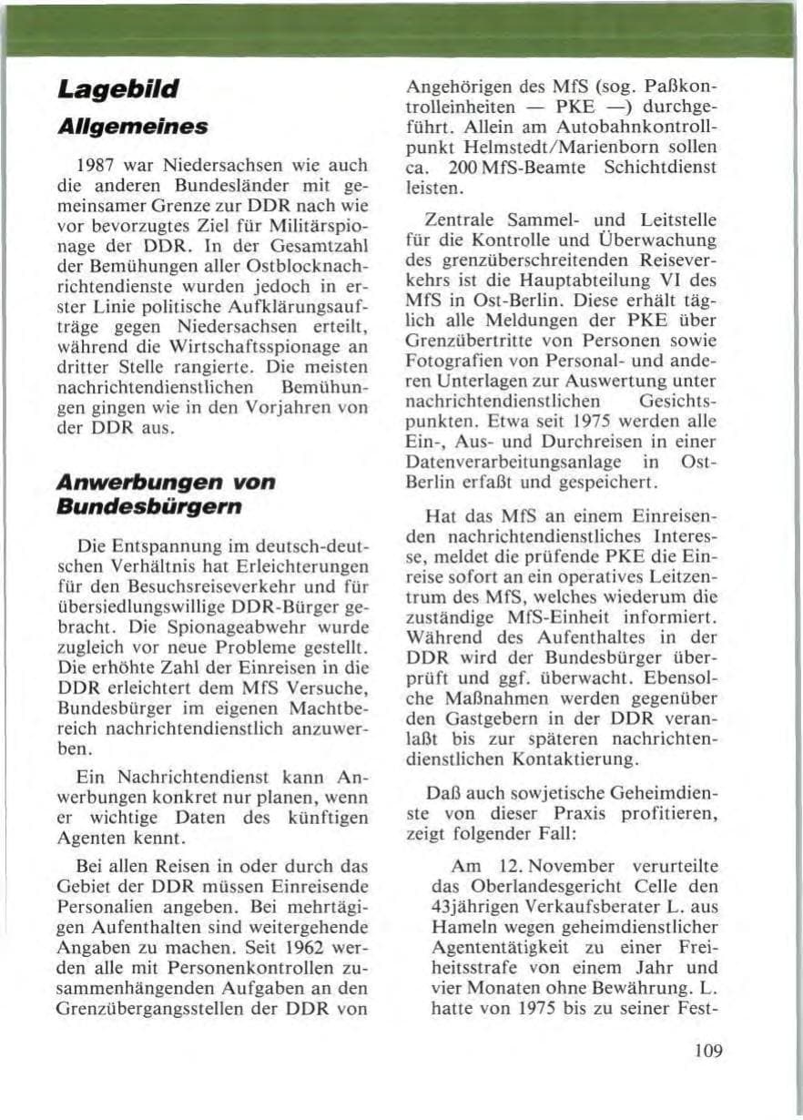 Seite 111 des Verfassungsschutzbericht 1987 Niedersachsen