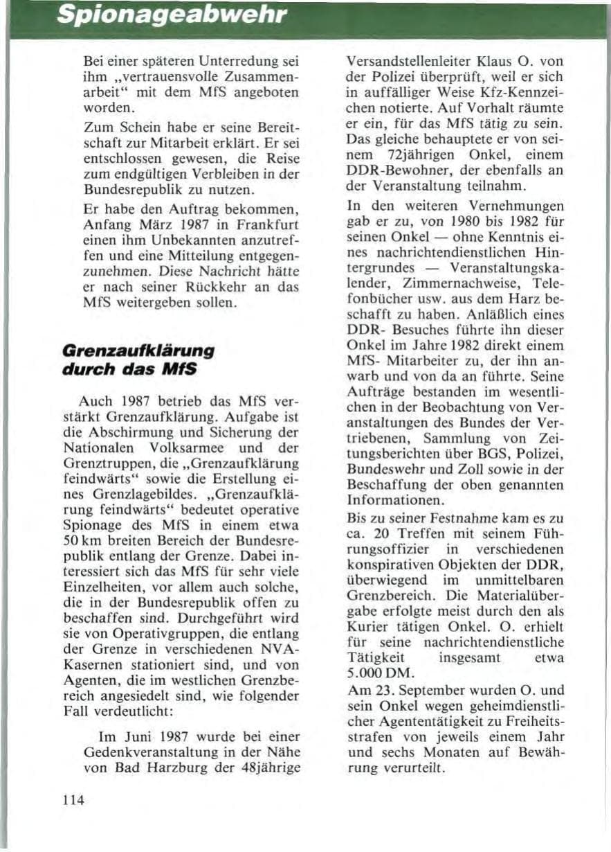 Seite 116 des Verfassungsschutzbericht 1987 Niedersachsen
