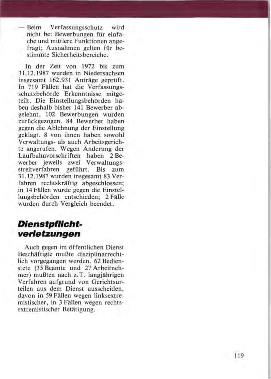 Seite 121 des Verfassungsschutzbericht 1987 Niedersachsen
