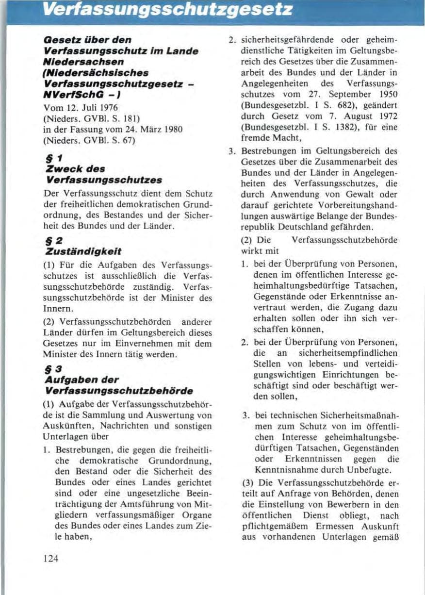Seite 126 des Verfassungsschutzbericht 1987 Niedersachsen