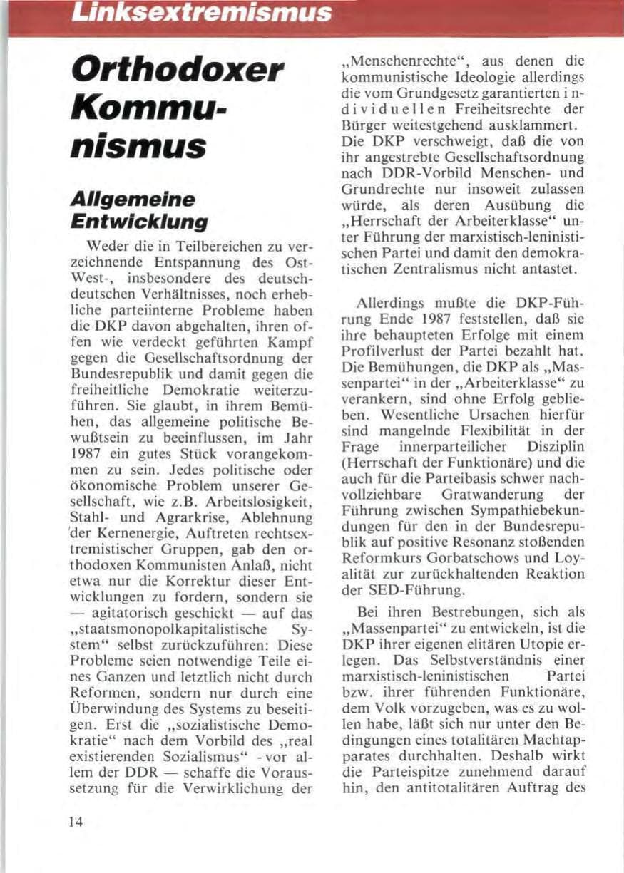 Seite 16 des Verfassungsschutzbericht 1987 Niedersachsen