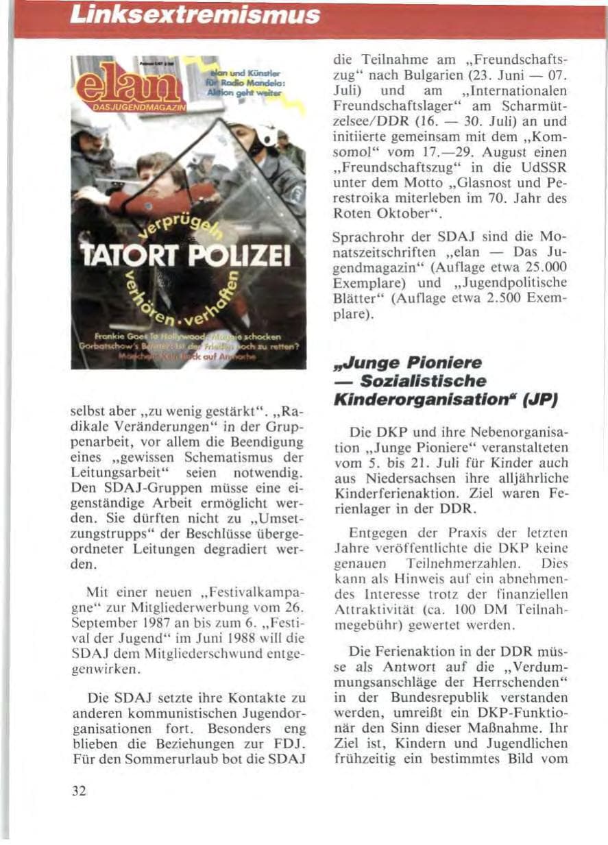 Seite 34 des Verfassungsschutzbericht 1987 Niedersachsen