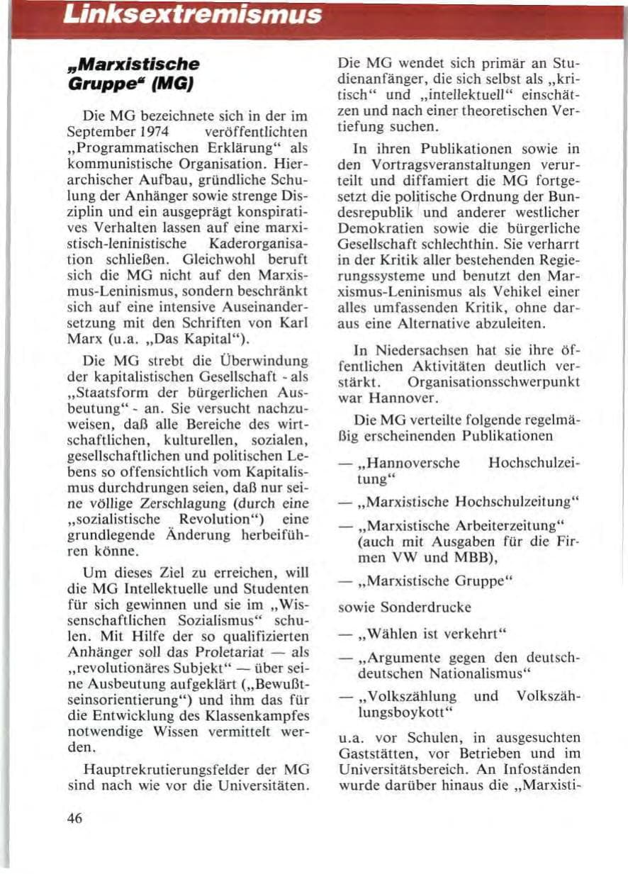 Seite 48 des Verfassungsschutzbericht 1987 Niedersachsen