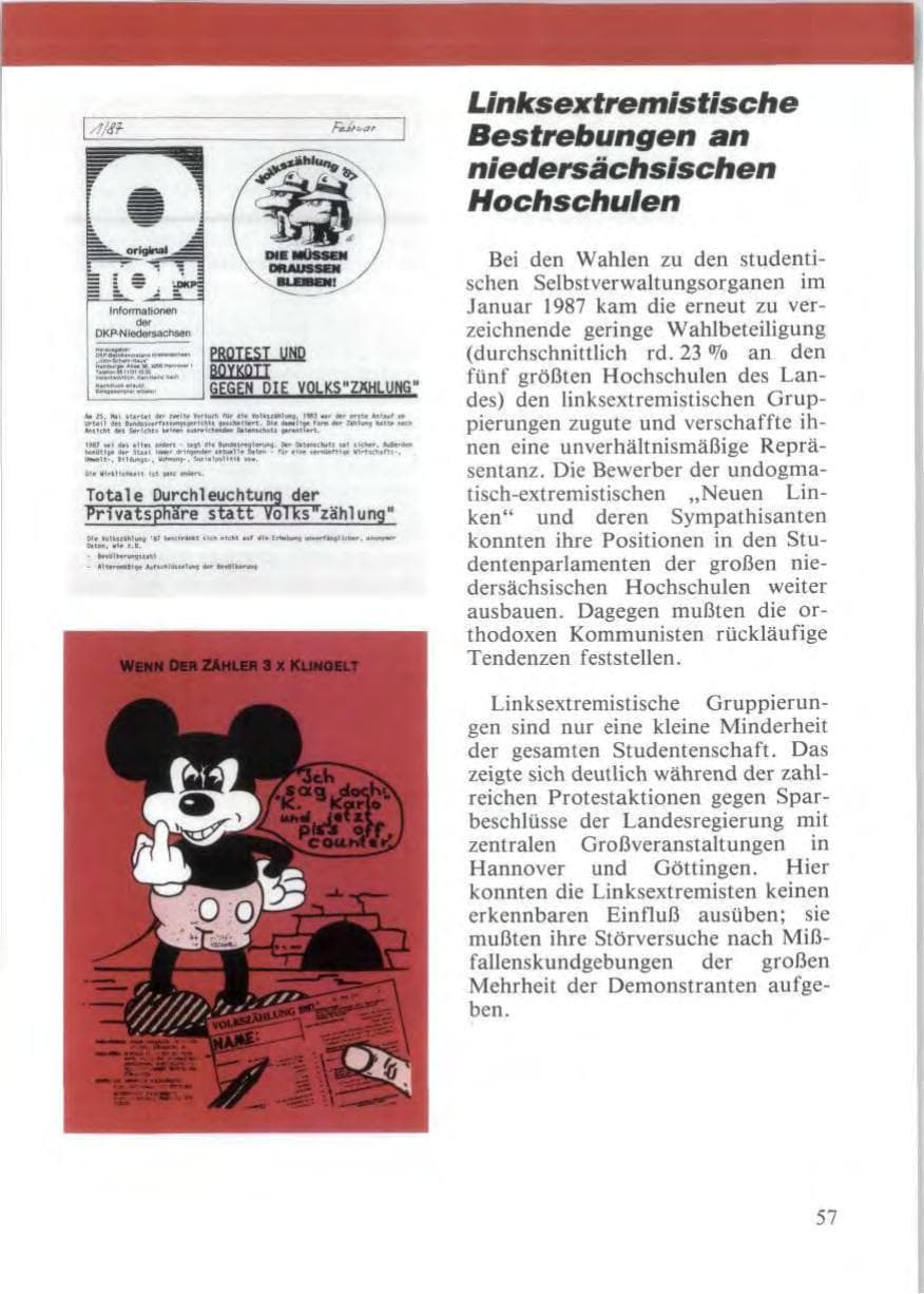 Seite 59 des Verfassungsschutzbericht 1987 Niedersachsen